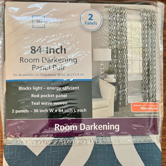 Mainstays room darkening curtains in Teal Wave - Picture 1 of 2